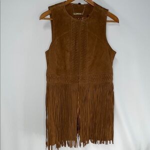 IMAN GENUINE LEATHER FRINGE VEST FTL-11-239